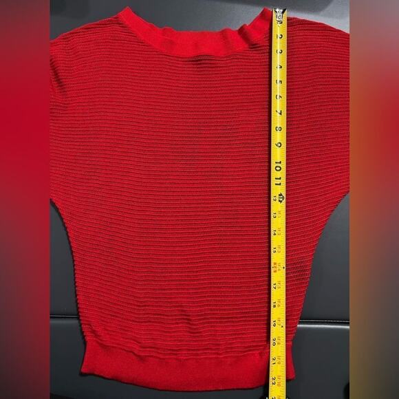 Express Red Batwing Sleeve Sheer Open Knit Sweater Sz XS - Picture 5 of 13